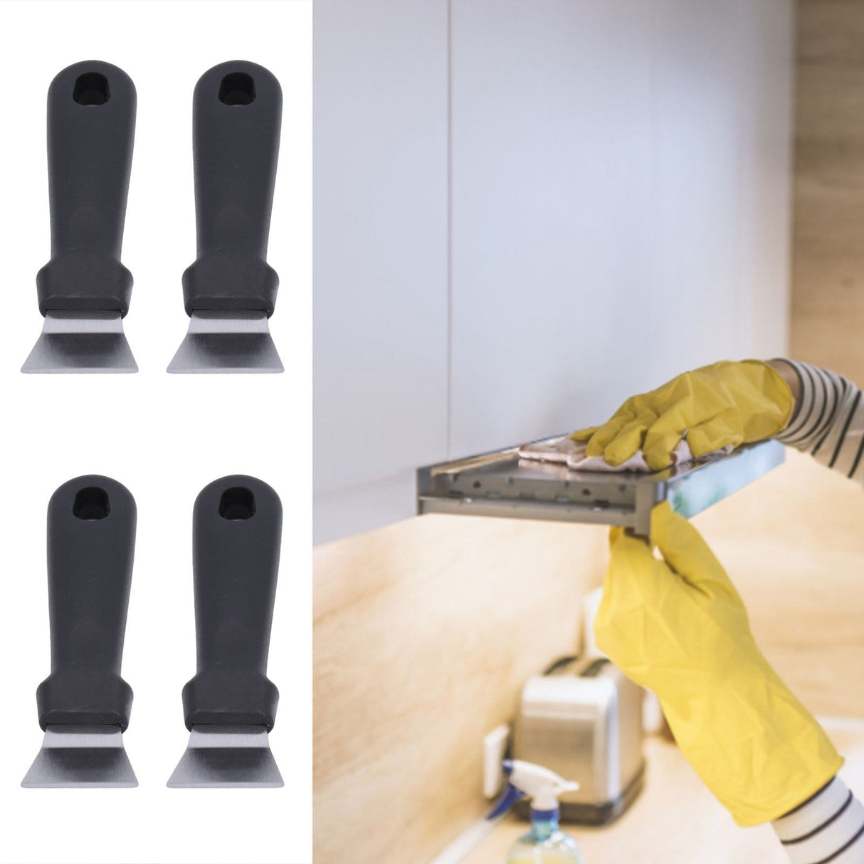 10Pcs Defrosting Shovel Efficient Cleaning Anti Slip Handle Hanging Hole Ice Scraper Deicing Tool for KitchenBlack