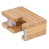 Desktop Tape Dispenser Bamboo Wood Tape Cutter Holder Adhesive Roll Base Stationery Tool - Side View