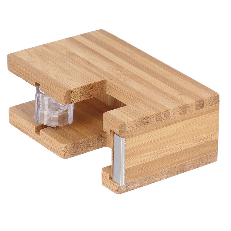 Desktop Tape Dispenser Bamboo Wood Tape Cutter Holder Adhesive Roll Base Stationery Tool