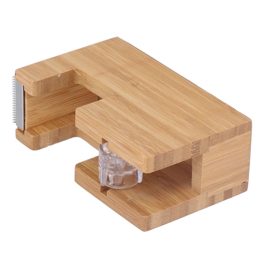 Desktop Tape Dispenser Bamboo Wood Tape Cutter Holder Adhesive Roll Base Stationery Tool