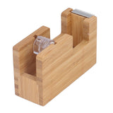 Desktop Tape Dispenser Bamboo Wood Tape Cutter Holder Adhesive Roll Base Stationery Tool - Rear View