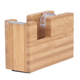 Desktop Tape Dispenser Bamboo Wood Tape Cutter Holder Adhesive Roll Base Stationery Tool - Low Angle