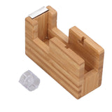 Desktop Tape Dispenser Bamboo Wood Tape Cutter Holder Adhesive Roll Base Stationery Tool - Extra Image