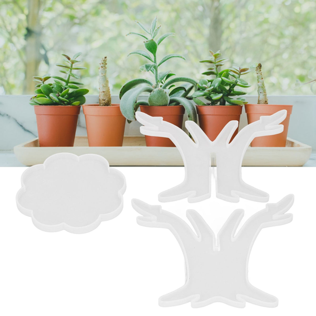 3Pcs DIY Flower Pot Shelf Mold Easy Demoulding Soft Good Toughness Irregular Branches Flower Pot Shelf Mold for DIYBranch 60‑730