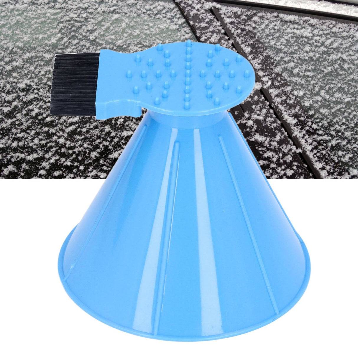 Ice Scraper Plastic Cone Multi Functional Funnel Snow Remover with Brush for Car Windshield