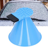 Ice Scraper Plastic Cone Multi Functional Funnel Snow Remover with Brush for Car Windshield
