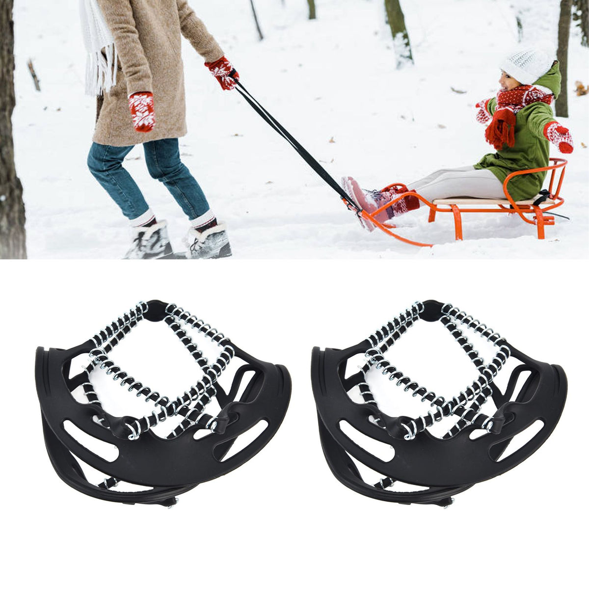 2Pcs Walk Traction Cleats Prevent Slipping High Tension Spring Crampons for Hiking Jogging Hunting