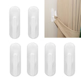 8Pcs Wall Self Adhesive Curtain Hooks White Reusable Plastic Curtain Buckles with Wall Hook for Apartment Home Office - Extra Image