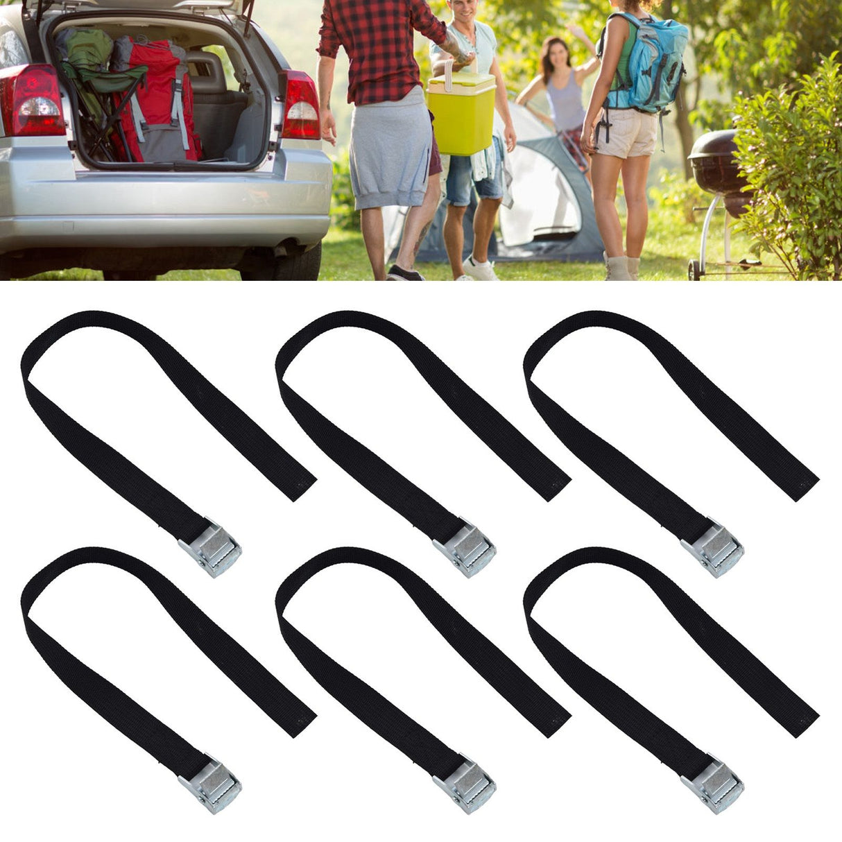 10pcs Tie Down Strap Zinc Alloy Press Buckle Dirt Resistant Nylon Lashing Belt for Goods Luggage