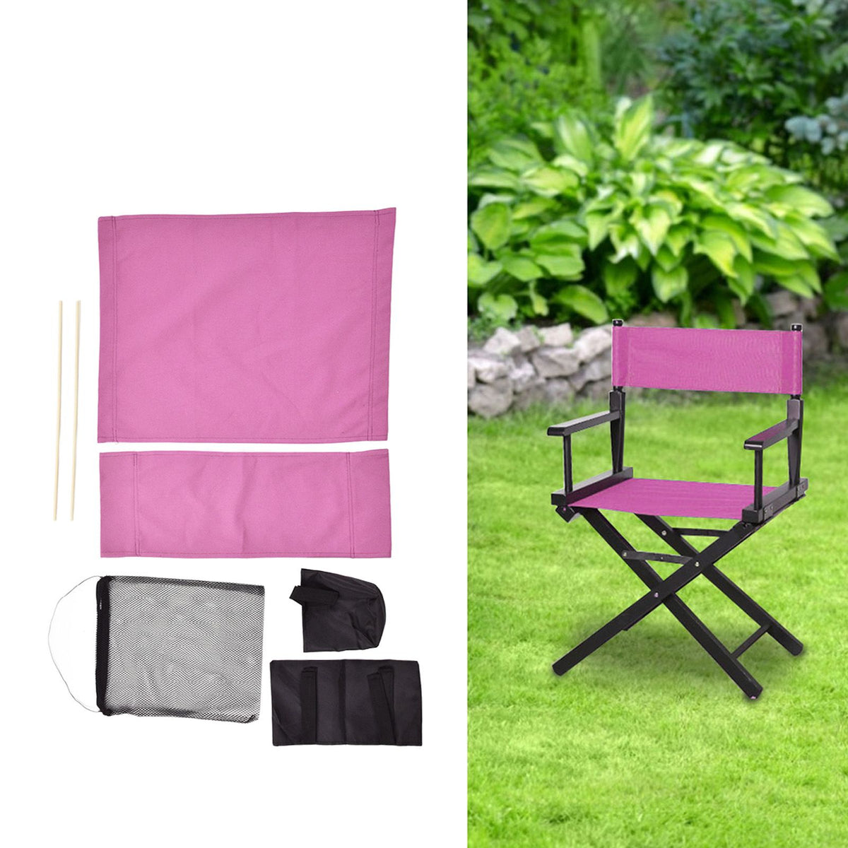 Director Chair Cover Replacement with Storage Bag Canvas Seat Chair Protective Cover for HouseholdRose Red