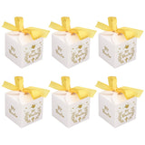 50pcs Party Favor Boxes Paper Material Mi Bautizo Pattern Equipped Gold Ribbon White Wedding Gift Boxes for Party