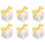 50pcs Party Favor Boxes Paper Material Mi Bautizo Pattern Equipped Gold Ribbon White Wedding Gift Boxes for Party