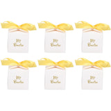 50pcs Party Favor Boxes Paper Material Mi Bautizo Pattern Equipped Gold Ribbon White Wedding Gift Boxes for Party - Extra Image
