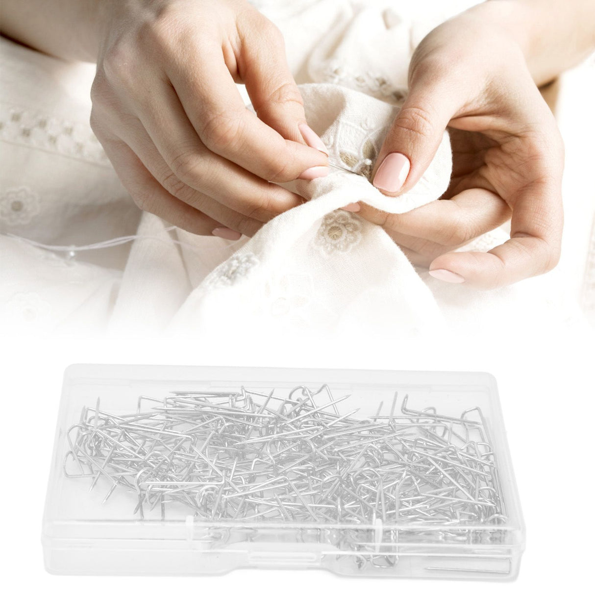 200Pcs Fork Pins U Shaped Stainless Steel Sturdy Durable Wide Application Sewing U Pins17mm 200Pcs/Box