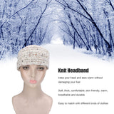 Knit Headband Winter Warm Comfortable Breathable Women Ear Warmer for Shopping Camping RunningWhite Floral Line - Extra Image