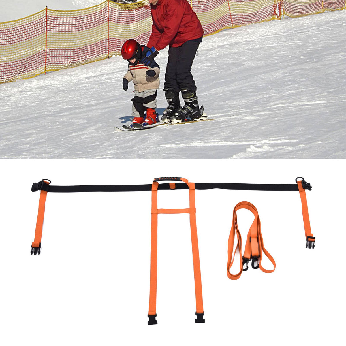 Kids Skiing Harness Adjustable Safe Drop Protection Snowboard Training Harness with Traction LeashOrange