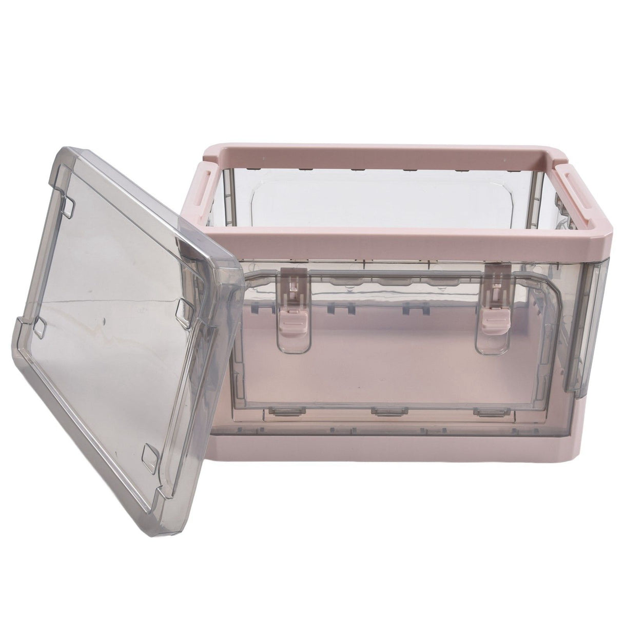 Stackable Storage Bin 35L Pink Double Door 4 Wheel Foldable Stackable Storage Box for Office Home Bedroom