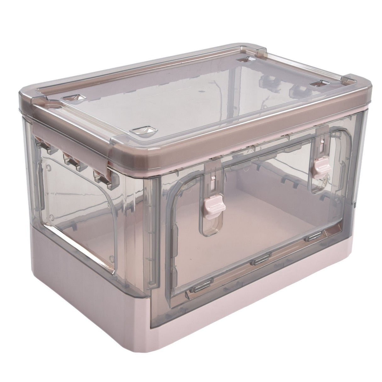 Stackable Storage Bin 35L Pink Double Door 4 Wheel Foldable Stackable Storage Box for Office Home Bedroom