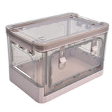 Stackable Storage Bin 35L Pink Double Door 4 Wheel Foldable Stackable Storage Box for Office Home Bedroom - 45-Degree Angle