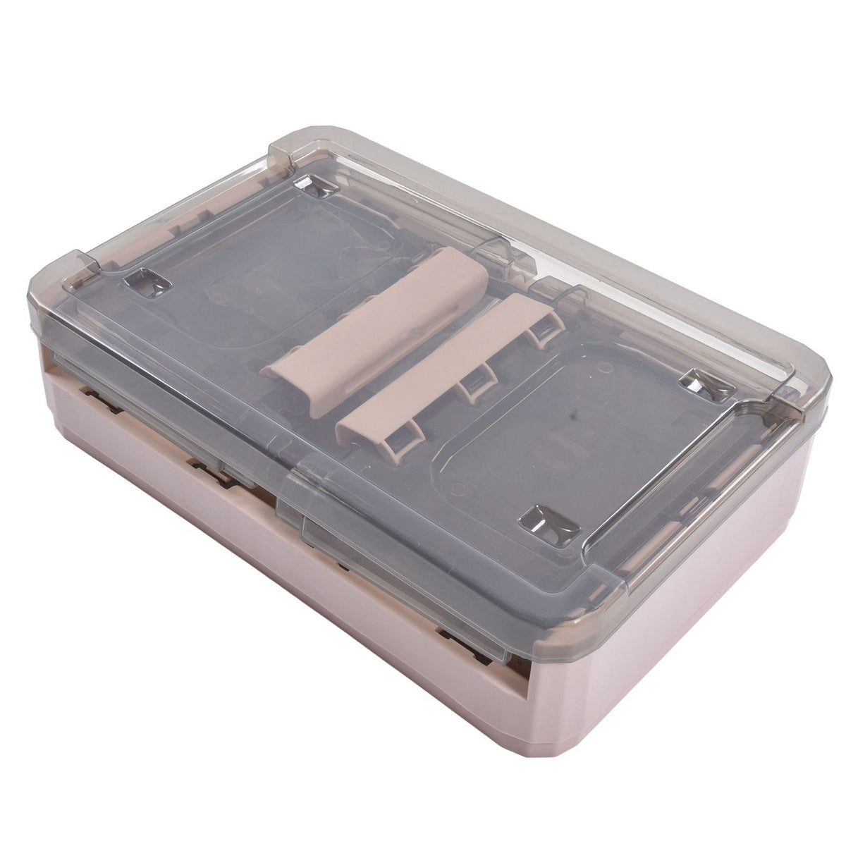 Stackable Storage Bin 35L Pink Double Door 4 Wheel Foldable Stackable Storage Box for Office Home Bedroom