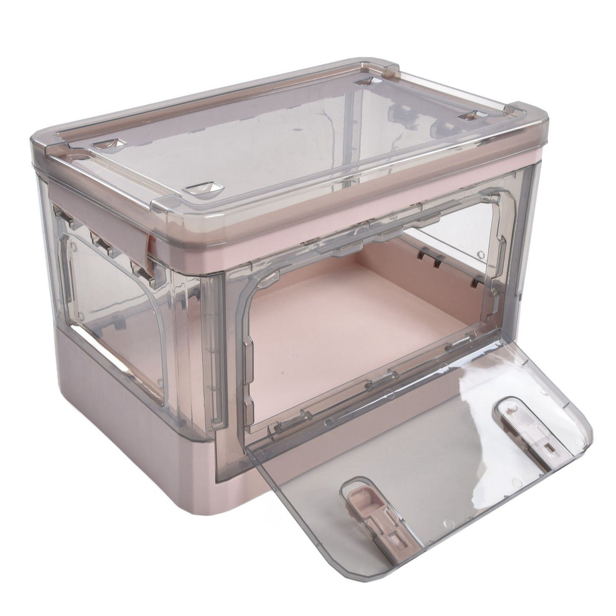 Stackable Storage Bin 35L Pink Double Door 4 Wheel Foldable Stackable Storage Box for Office Home Bedroom