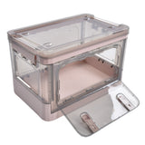 Stackable Storage Bin 35L Pink Double Door 4 Wheel Foldable Stackable Storage Box for Office Home Bedroom - Low Angle
