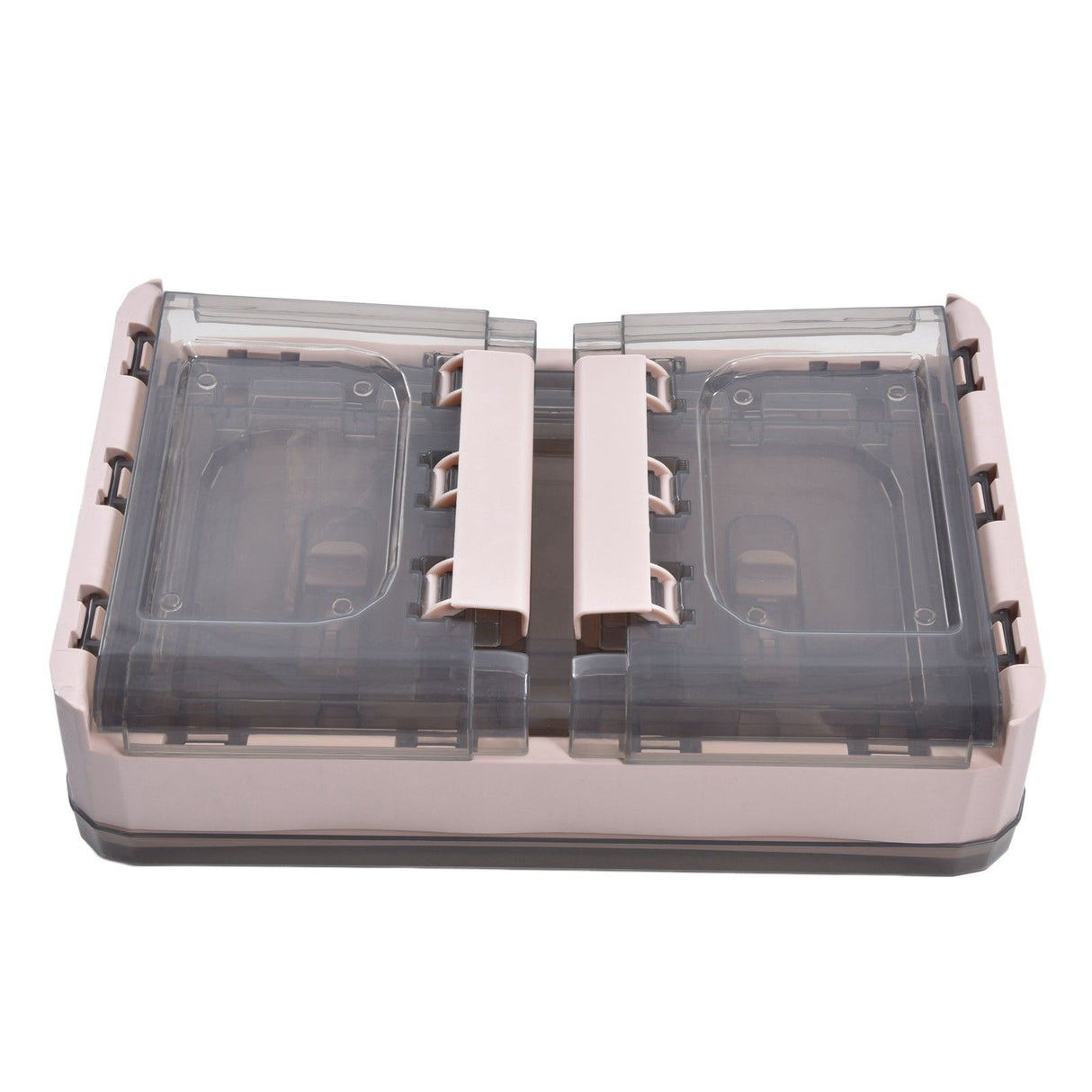 Stackable Storage Bin 35L Pink Double Door 4 Wheel Foldable Stackable Storage Box for Office Home Bedroom