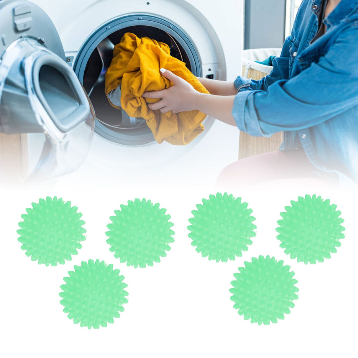 6Pcs Laundry Ball Non Toxic PVC Safe Reusable Household Supplies for Washing Machine WasherGreen