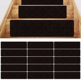 15 Pcs Stair Treads Non Slip Soft Dirt Resistant European Style Pattern Stair Tread Mat CarpetBrown European Embossing - Extra Image