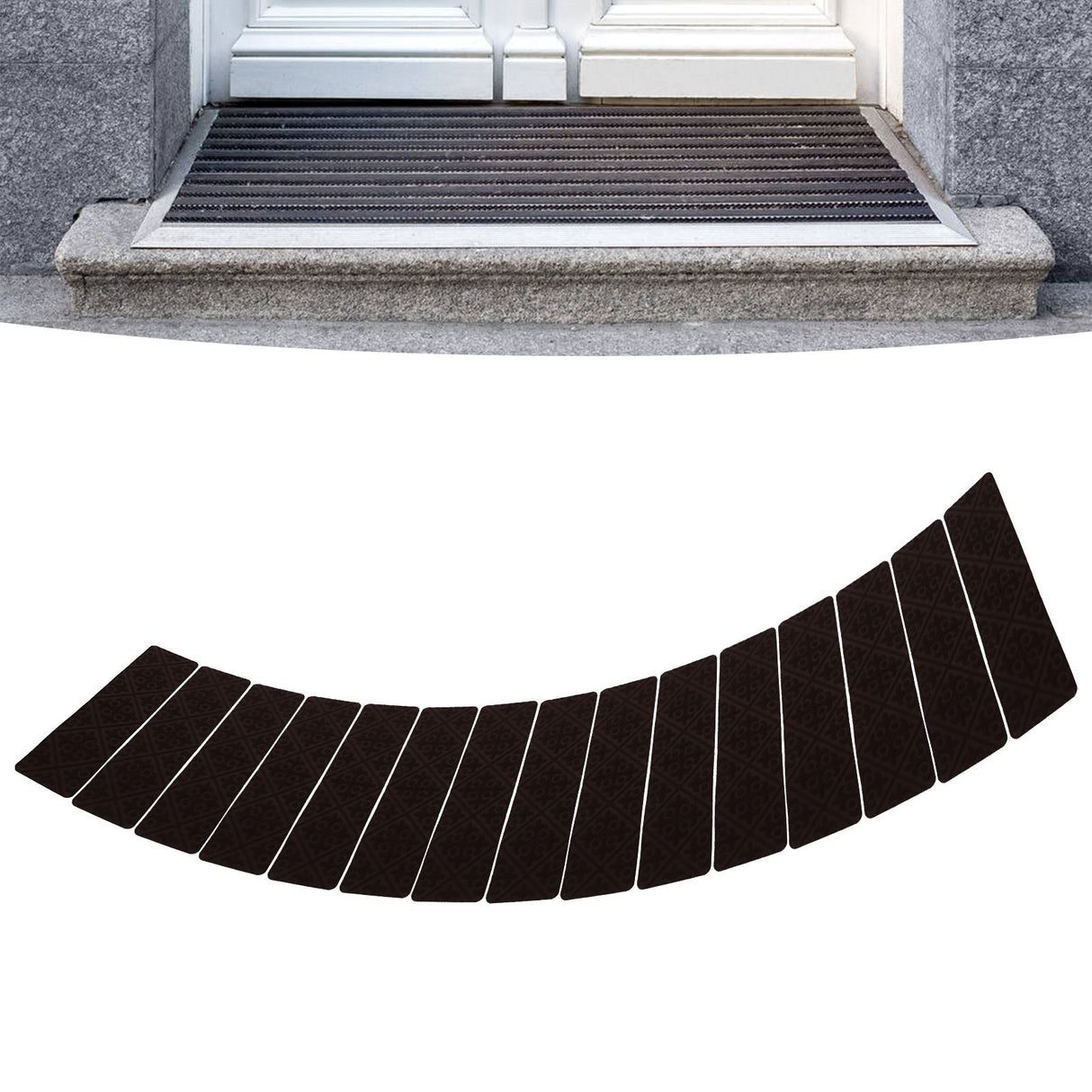 15 Pcs Stair Treads Non Slip Soft Dirt Resistant European Style Pattern Stair Tread Mat CarpetBrown European Embossing