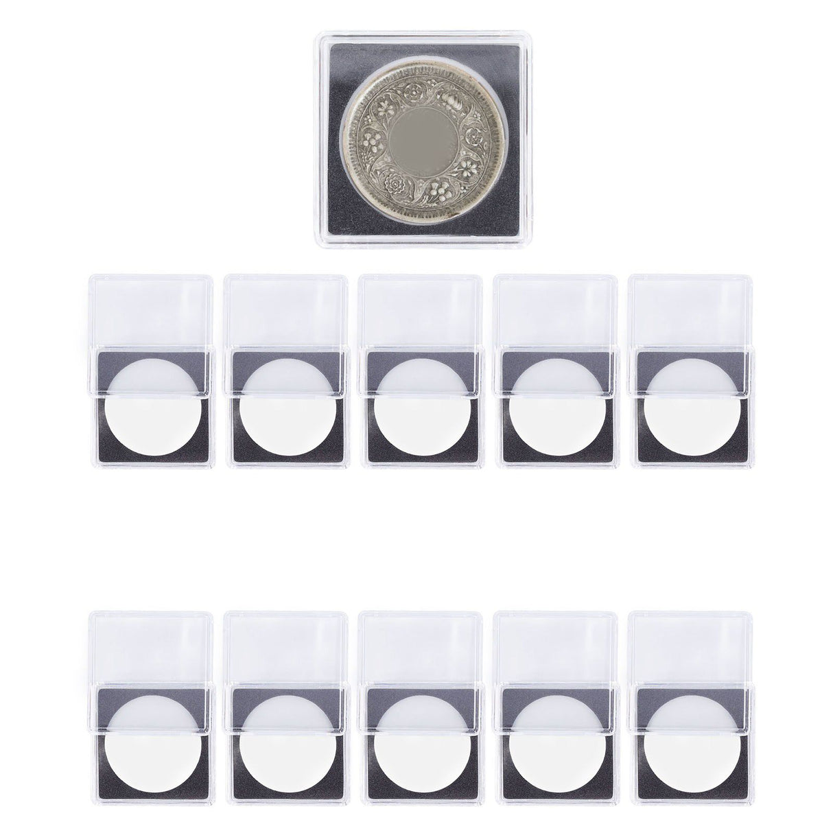 10PCS Coin Holder High Transparency Wear Resistant Environmental Acrylic Quadrate Coin Case for Coin Collection