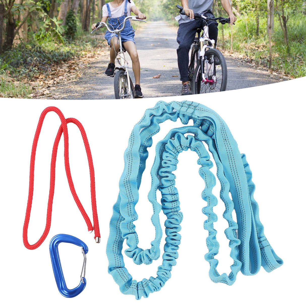 Bicycle Tow Rope Wear Resistant Shock Absorption Resilient Practical Tow Leash with Buckle Compatible with Any Bicycle