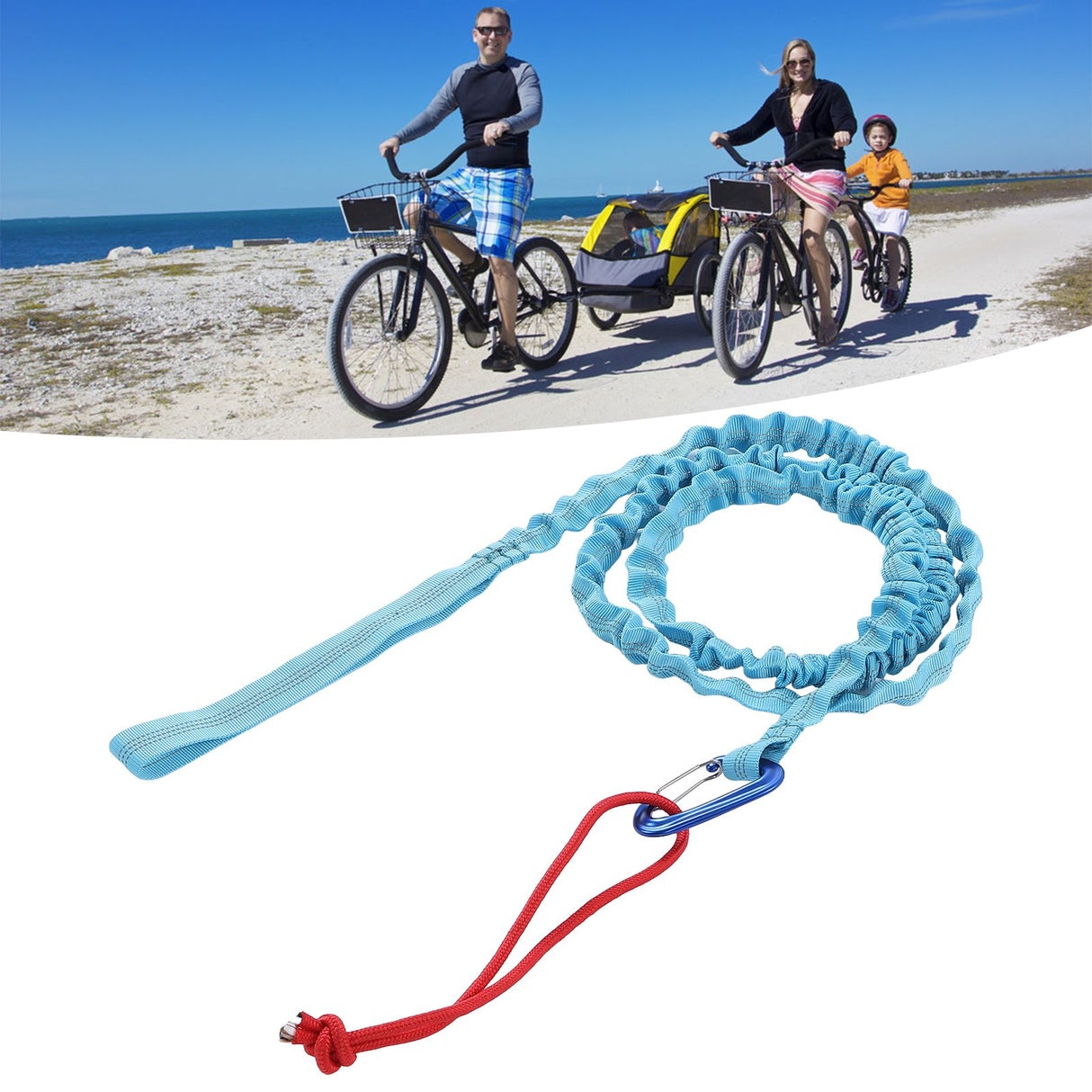 Bicycle Tow Rope Wear Resistant Shock Absorption Resilient Practical Tow Leash with Buckle Compatible with Any Bicycle