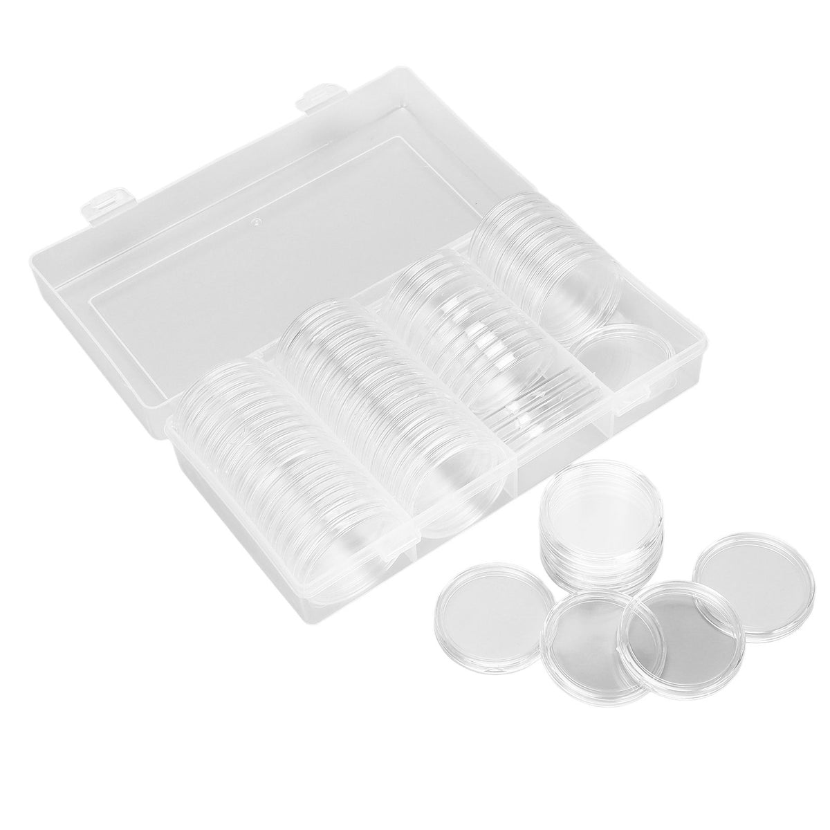 Clear Coin Storage Box 60 Pieces 41mm Coin Capsules Coin Collection Container Box for Coin Collector