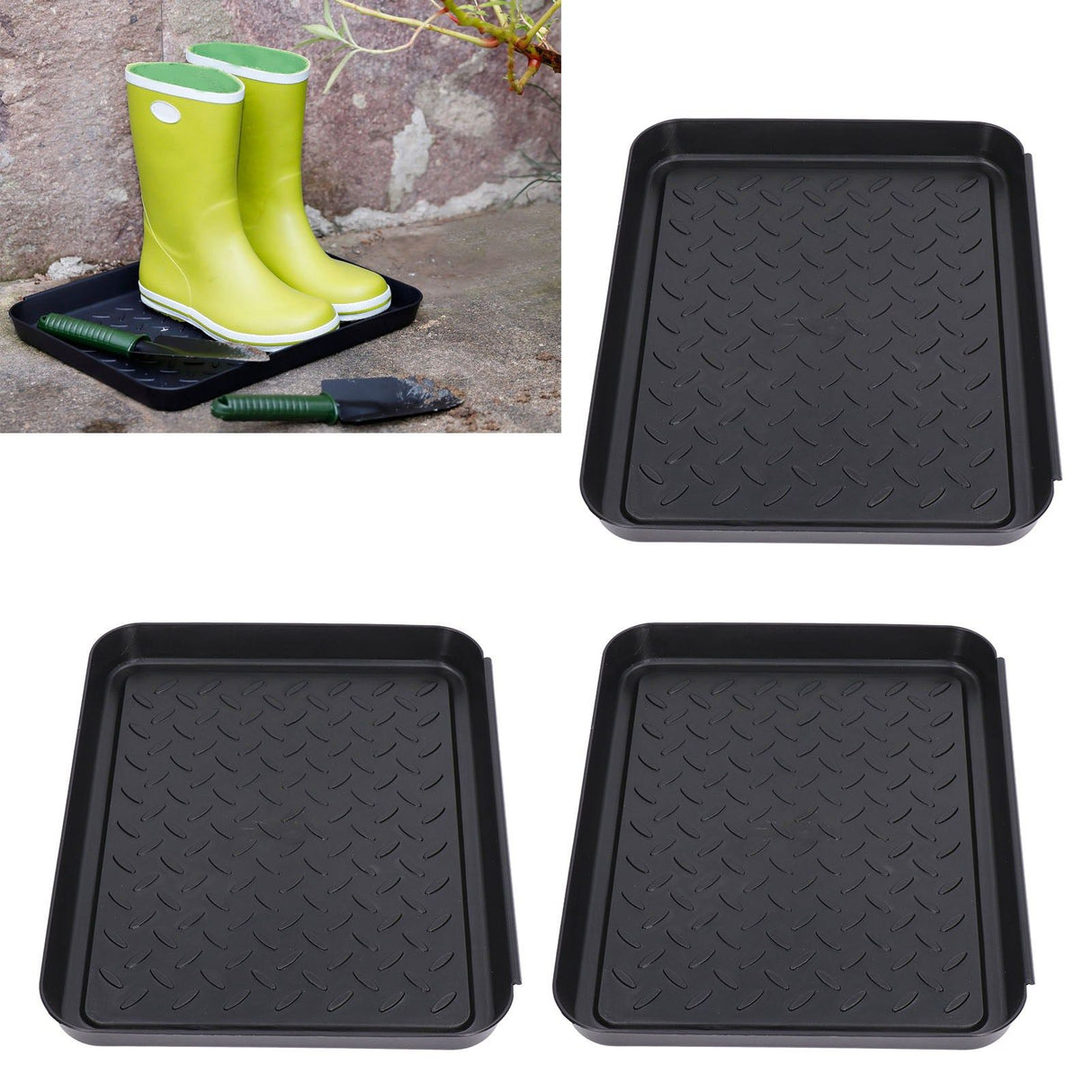 Shoe Tray Durable Plastic Space Saving 3 Interlocking Design Wide Application Stable Boot Tray for Home Office Hotel