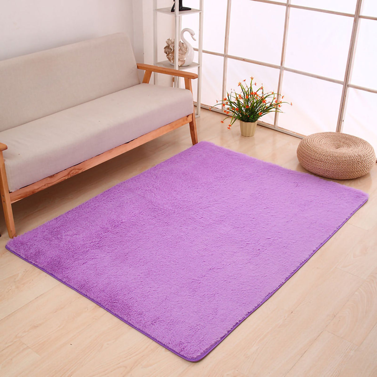 2.62 X 3.94ft Purple Carpet Polyester Fiber Bedroom Floor Mat Home Decoration Carpet