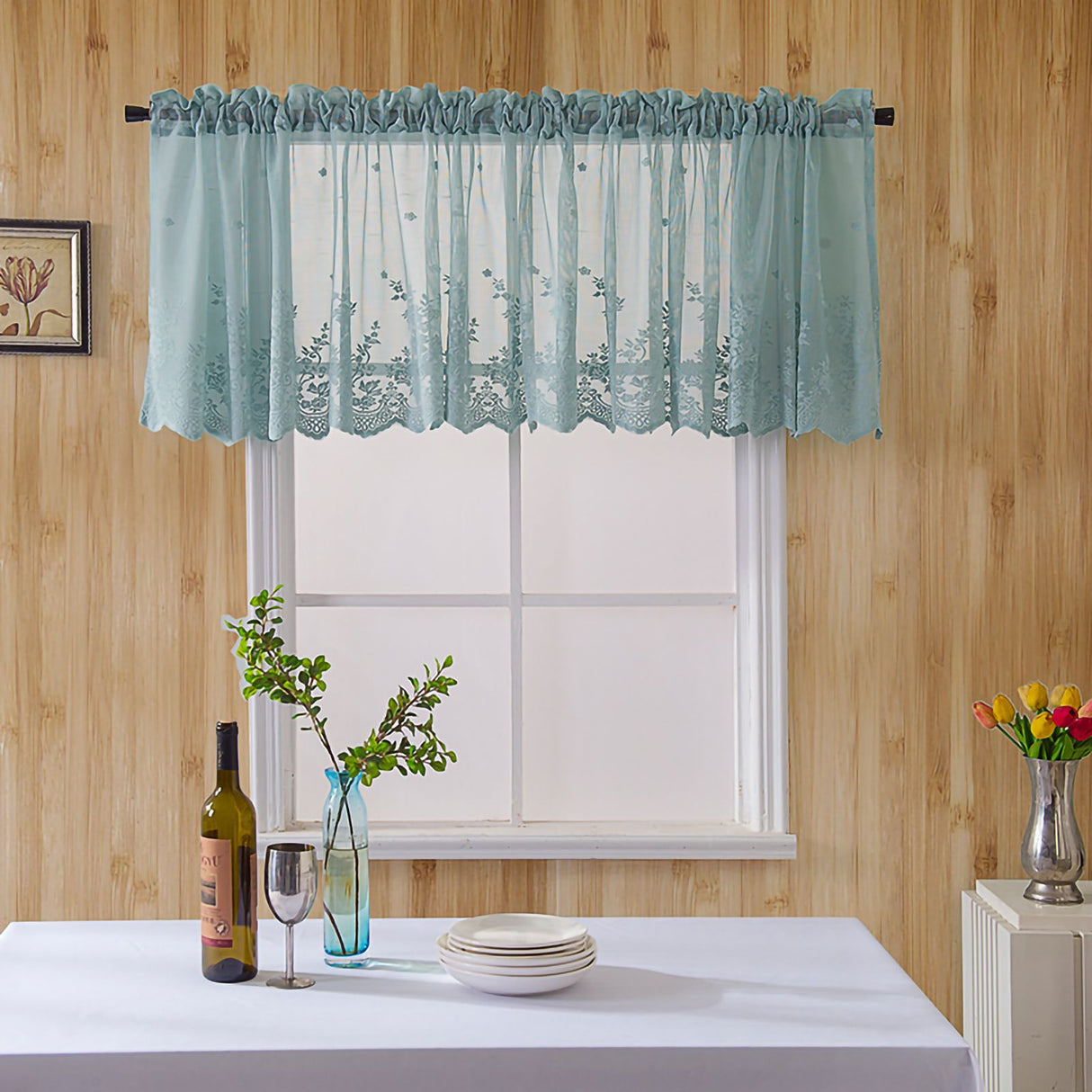 Blackout Short Window Valance Curtains Darkening Privacy Curtains Tiers for Bathroom Kitchen Bedroom Small Windows