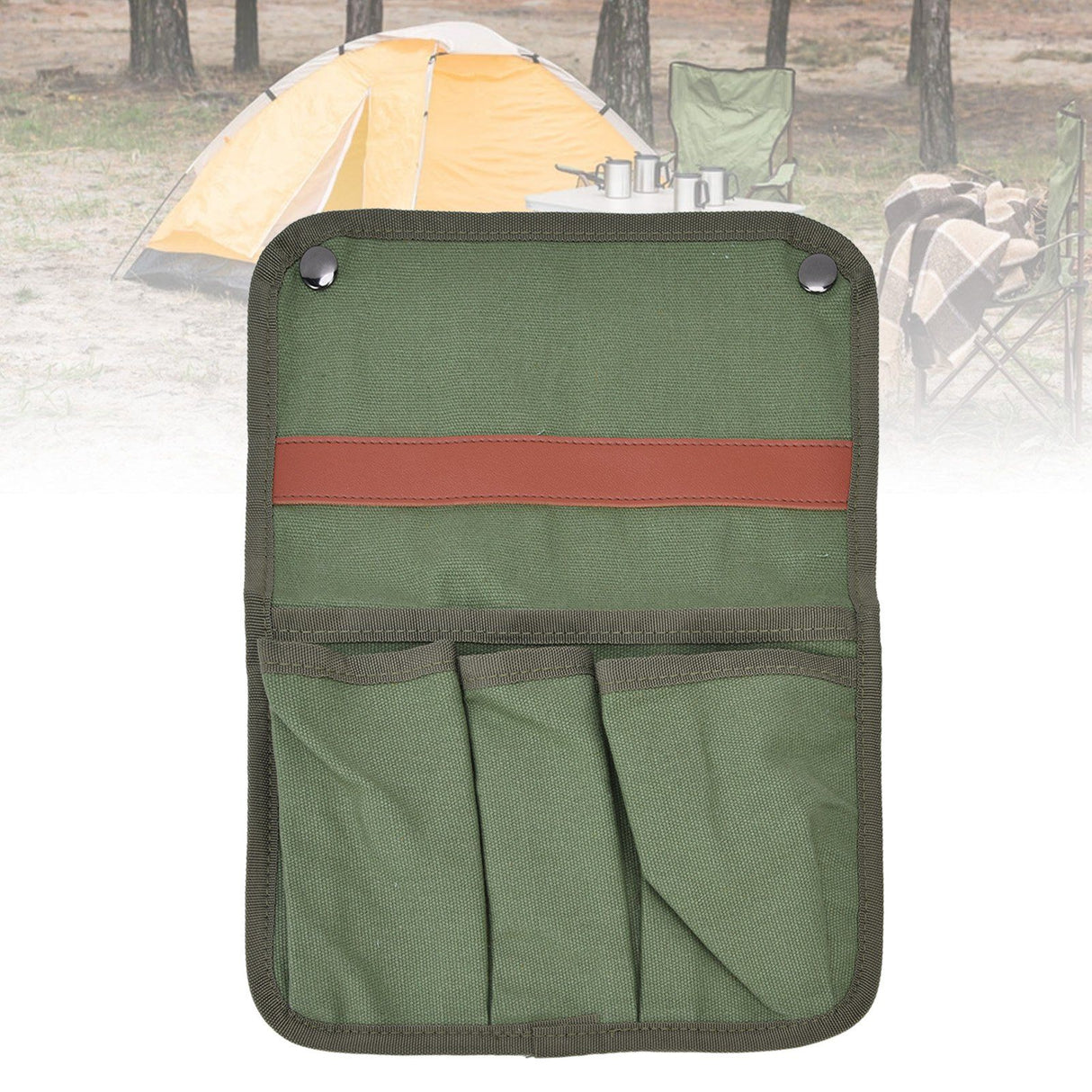 Camping Chair Armrest Storage Bag Large Capacity Multiple Pockets Portable Chair Hanging Storage Bag for Outdoor BeachMilitary Green