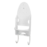 Electric Iron Holder Heat Resistant 2 in 1 Wall Mounted Iron Board Rack with Hook for Home BathroomWhite - Front View