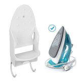 Electric Iron Holder Heat Resistant 2 in 1 Wall Mounted Iron Board Rack with Hook for Home BathroomWhite