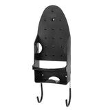 Electric Iron Holder Heat Resistant 2 in 1 Wall Mounted Iron Board Rack with Hook for Home BathroomBlack