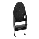 Electric Iron Holder Heat Resistant 2 in 1 Wall Mounted Iron Board Rack with Hook for Home BathroomBlack - Top-Down View