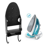 Electric Iron Holder Heat Resistant 2 in 1 Wall Mounted Iron Board Rack with Hook for Home BathroomBlack