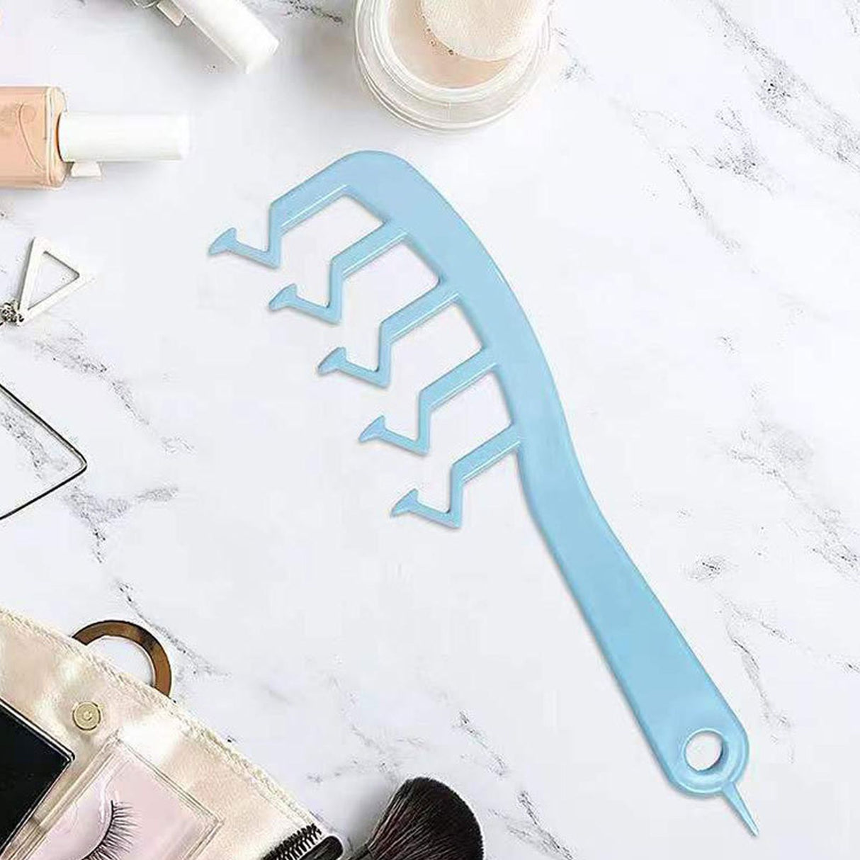 Z Shape Hair Comb Plastic Portable Detangling Combs Hair Styling Tool for Beauty SalonBlue