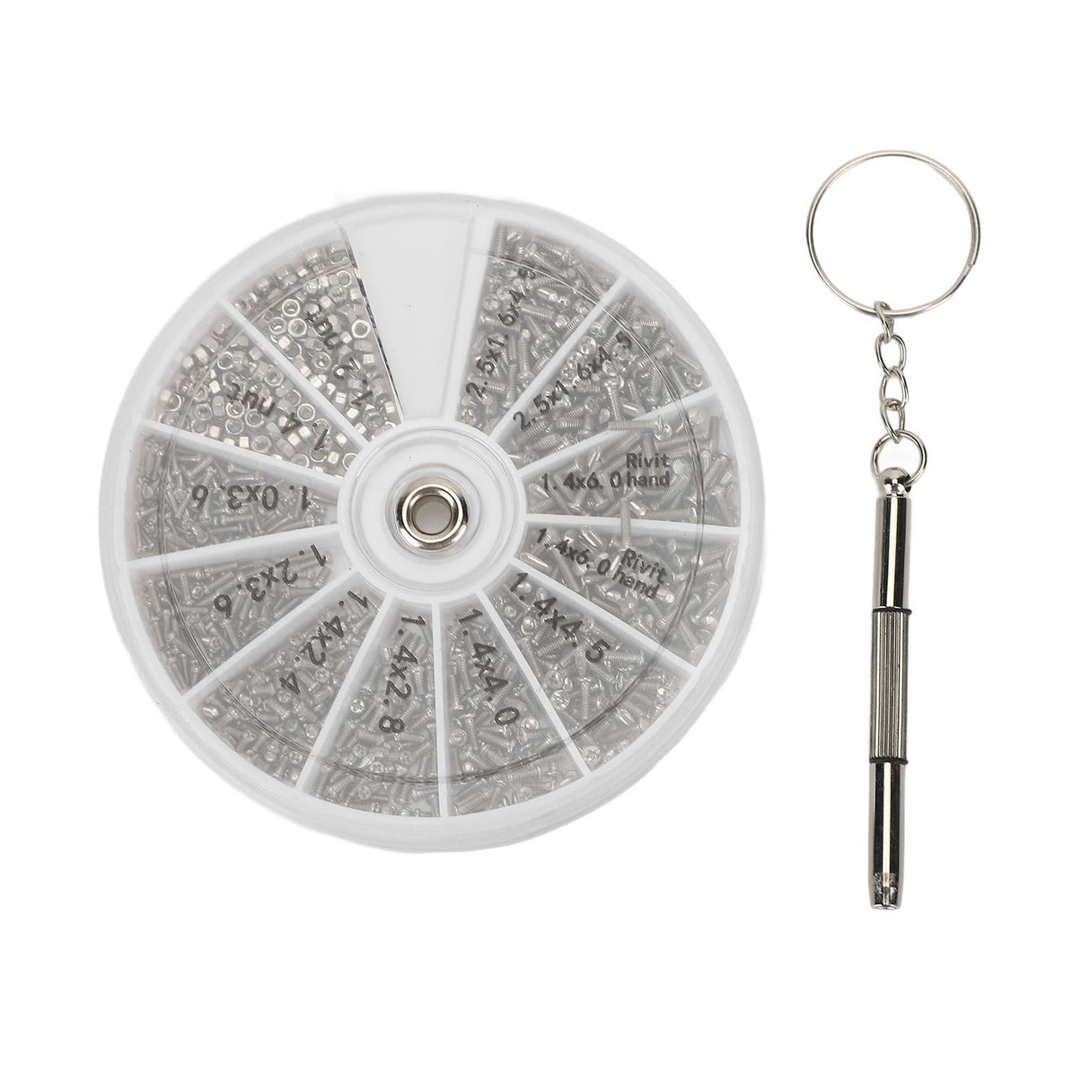Screw Nut Assortment Kit 600pcs Watch Glasses Small Screw Nut Repair Kit with Screwdriver M1M1.2 M1.4 M1.6