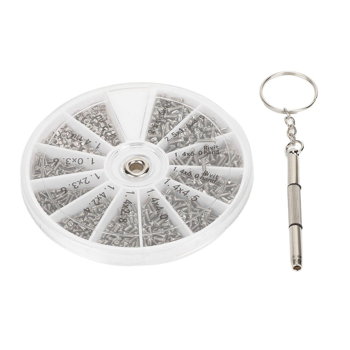 Screw Nut Assortment Kit 600pcs Watch Glasses Small Screw Nut Repair Kit with Screwdriver M1M1.2 M1.4 M1.6