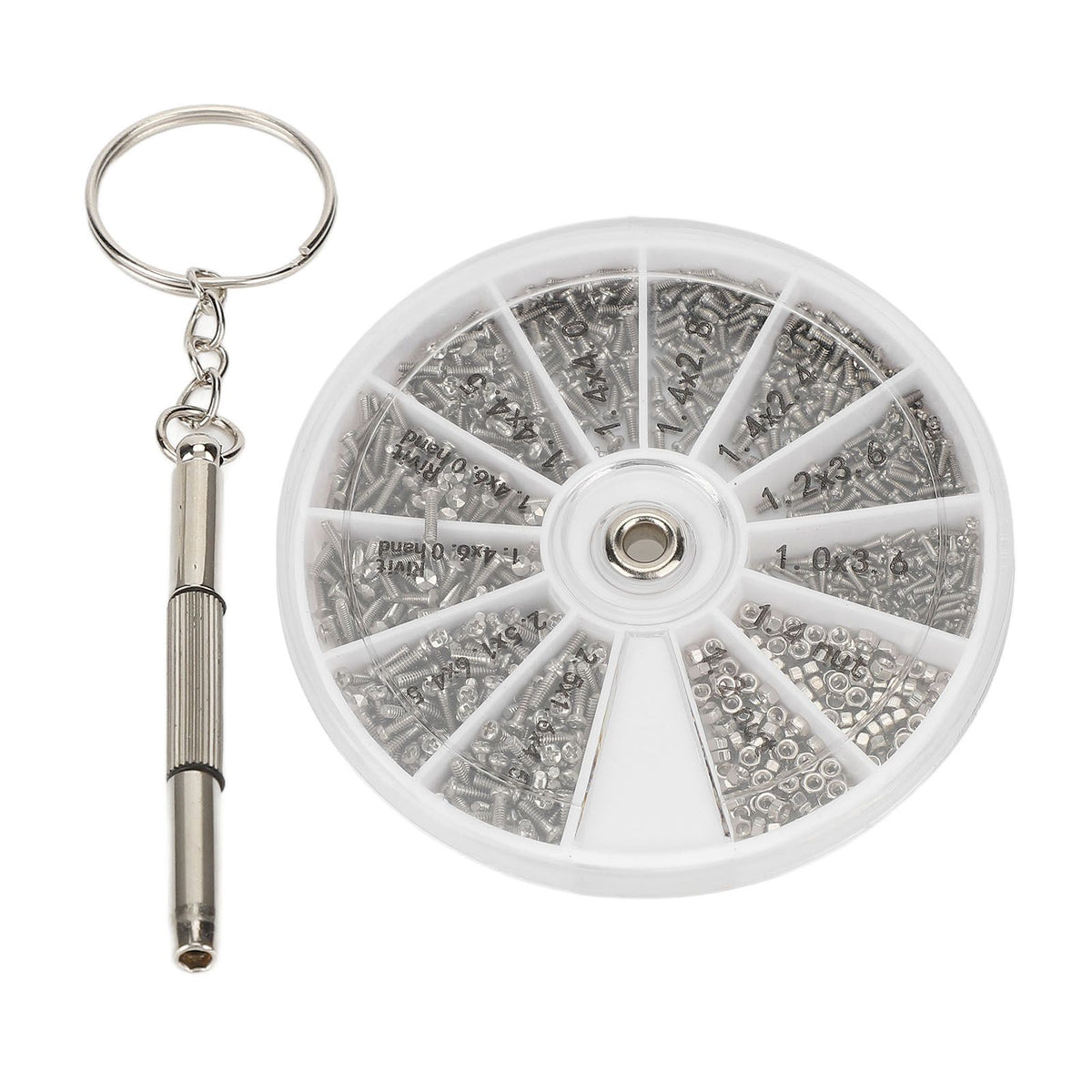 Screw Nut Assortment Kit 600pcs Watch Glasses Small Screw Nut Repair Kit with Screwdriver M1M1.2 M1.4 M1.6