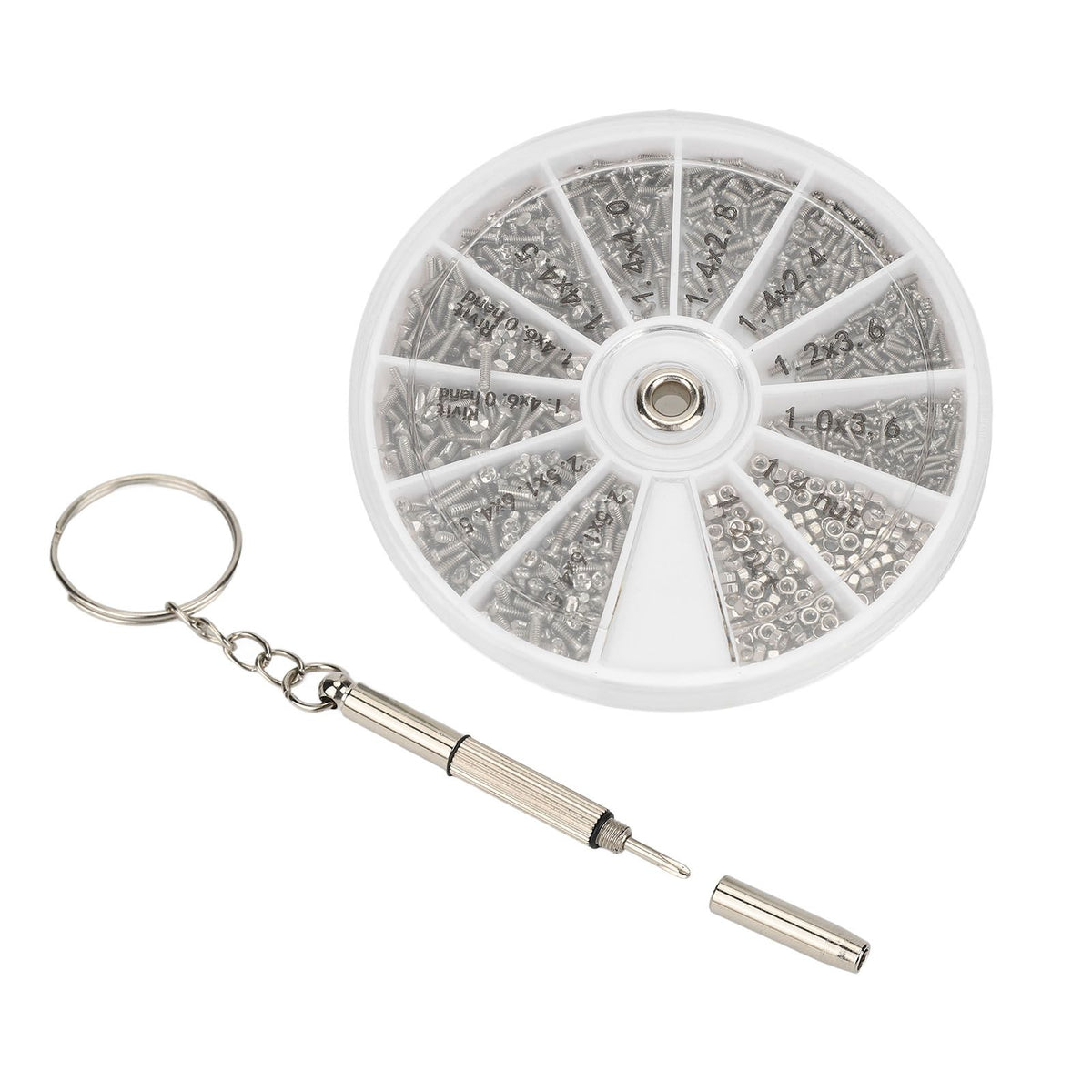 Screw Nut Assortment Kit 600pcs Watch Glasses Small Screw Nut Repair Kit with Screwdriver M1M1.2 M1.4 M1.6
