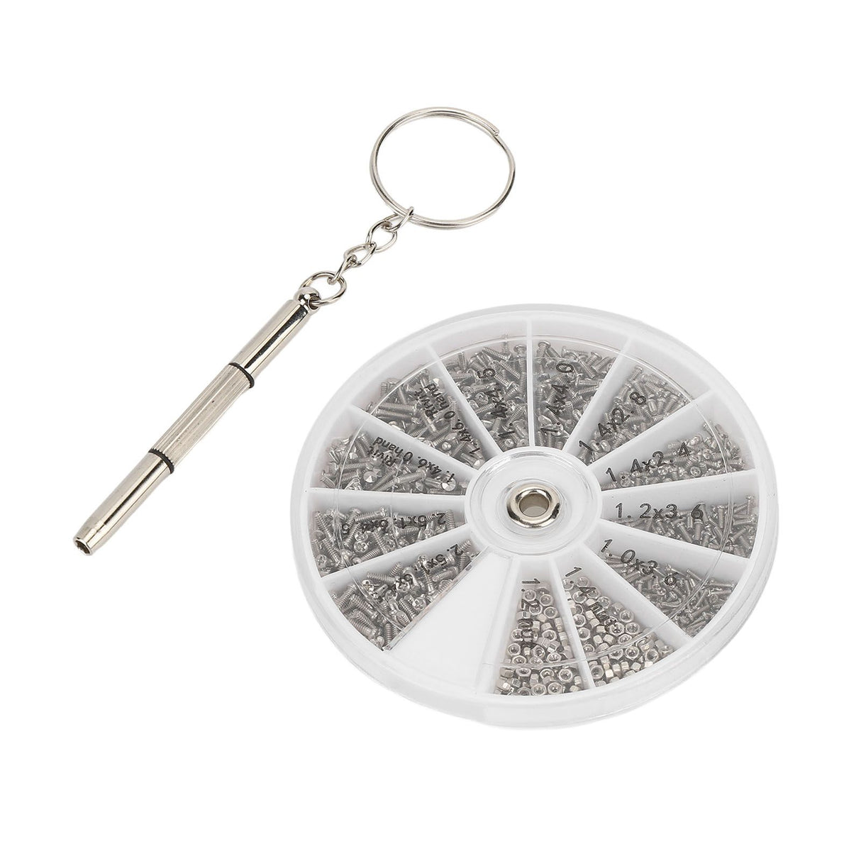 Screw Nut Assortment Kit 600pcs Watch Glasses Small Screw Nut Repair Kit with Screwdriver M1M1.2 M1.4 M1.6