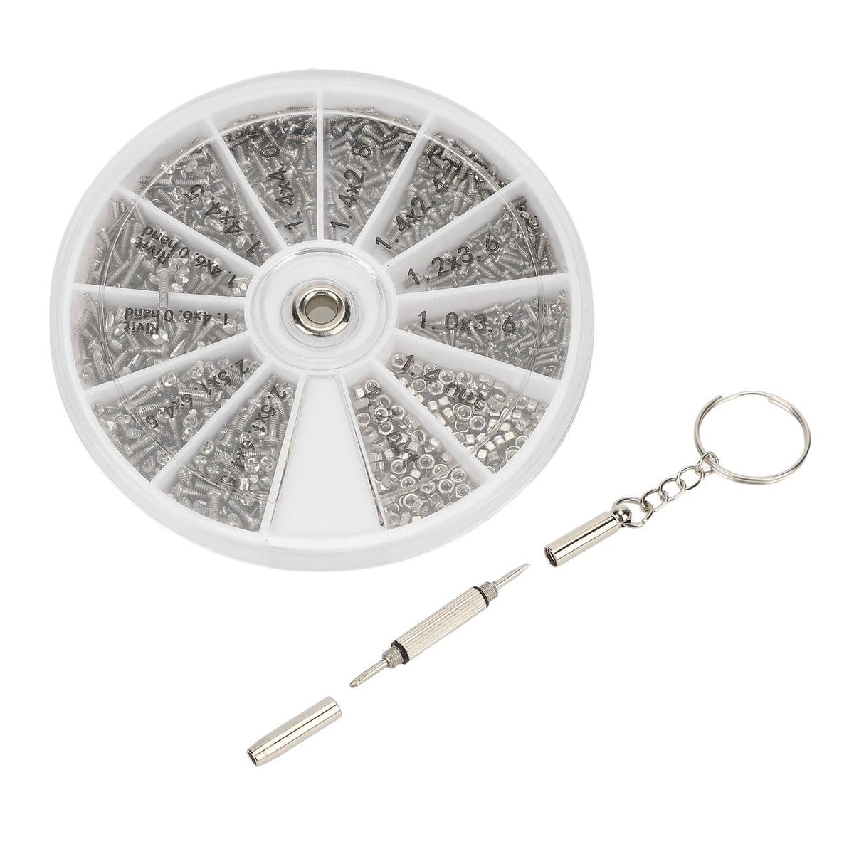 Screw Nut Assortment Kit 600pcs Watch Glasses Small Screw Nut Repair Kit with Screwdriver M1M1.2 M1.4 M1.6